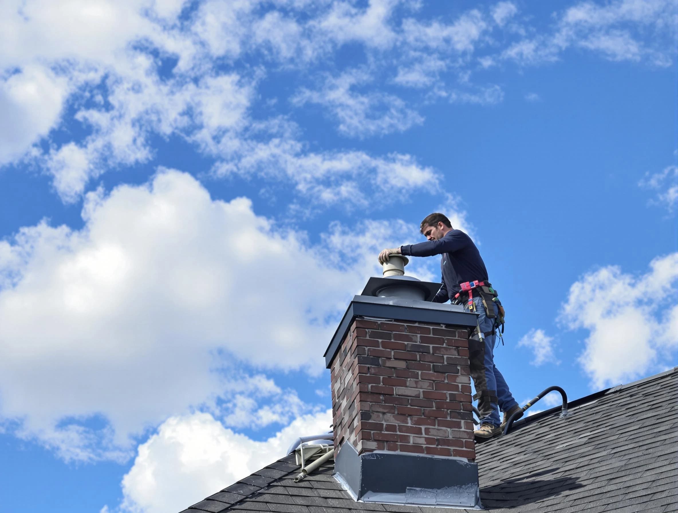 Robinson Chimney Sweep installing a sturdy chimney cap in Robinson, PA