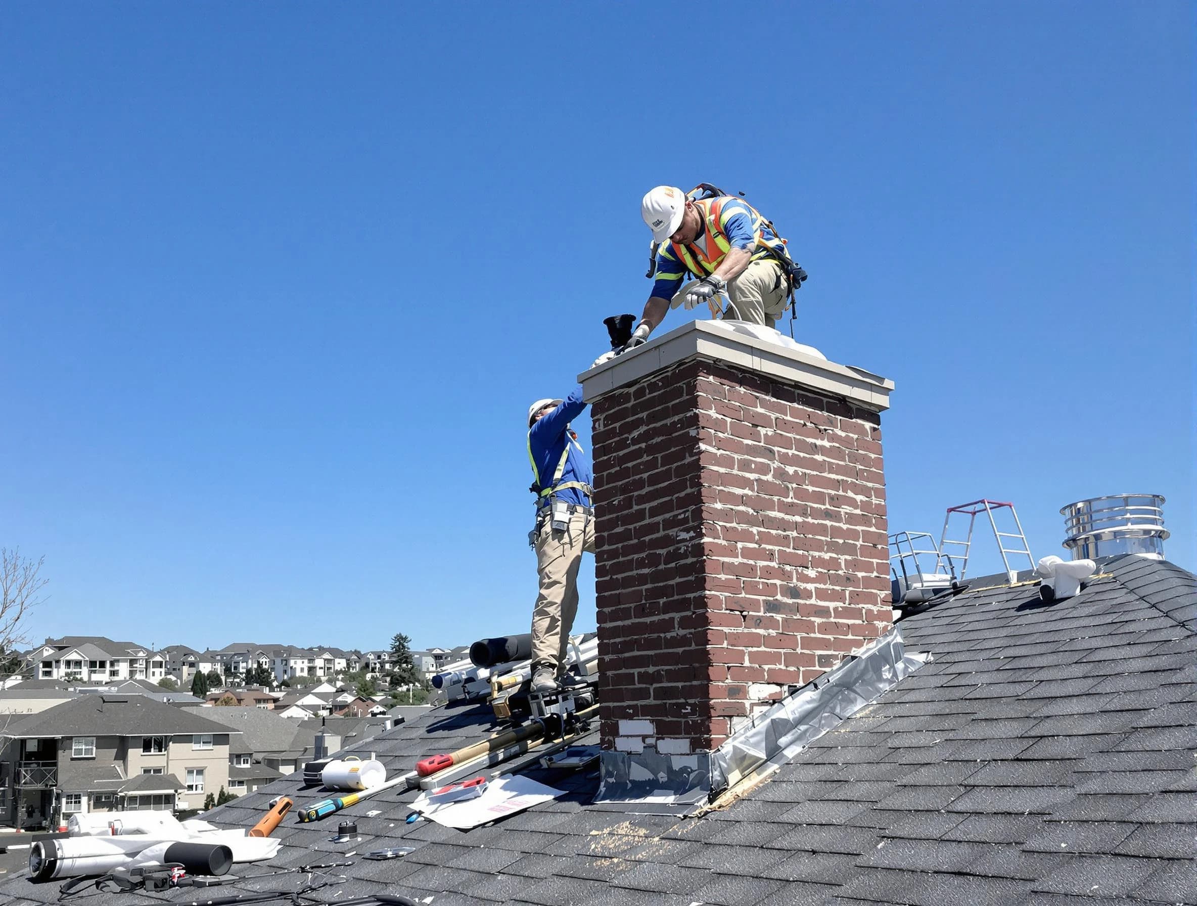 Robinson Chimney Sweep repairing a chimney crown in Robinson, PA