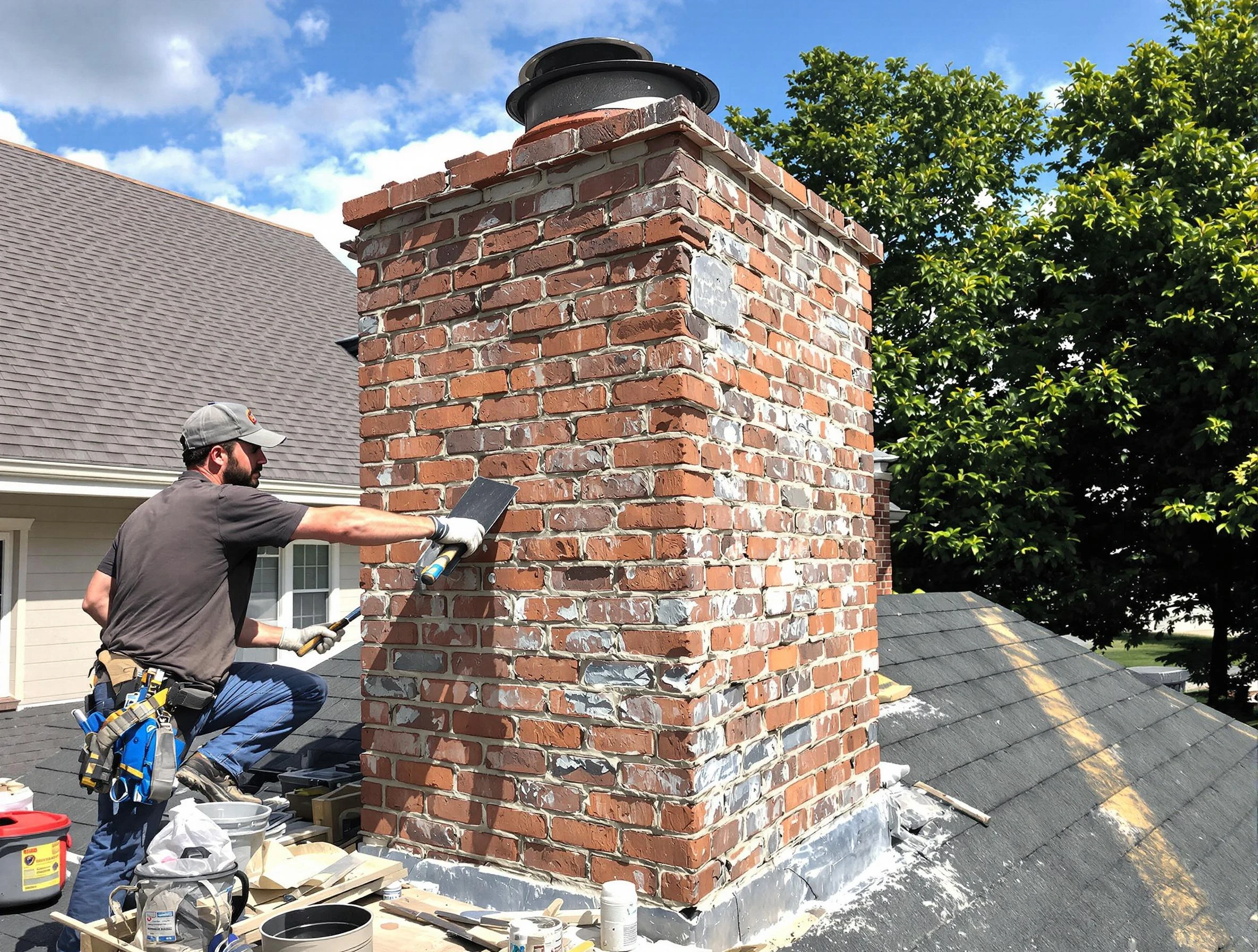 Completed chimney rebuild by Robinson Chimney Sweep in Robinson, PA