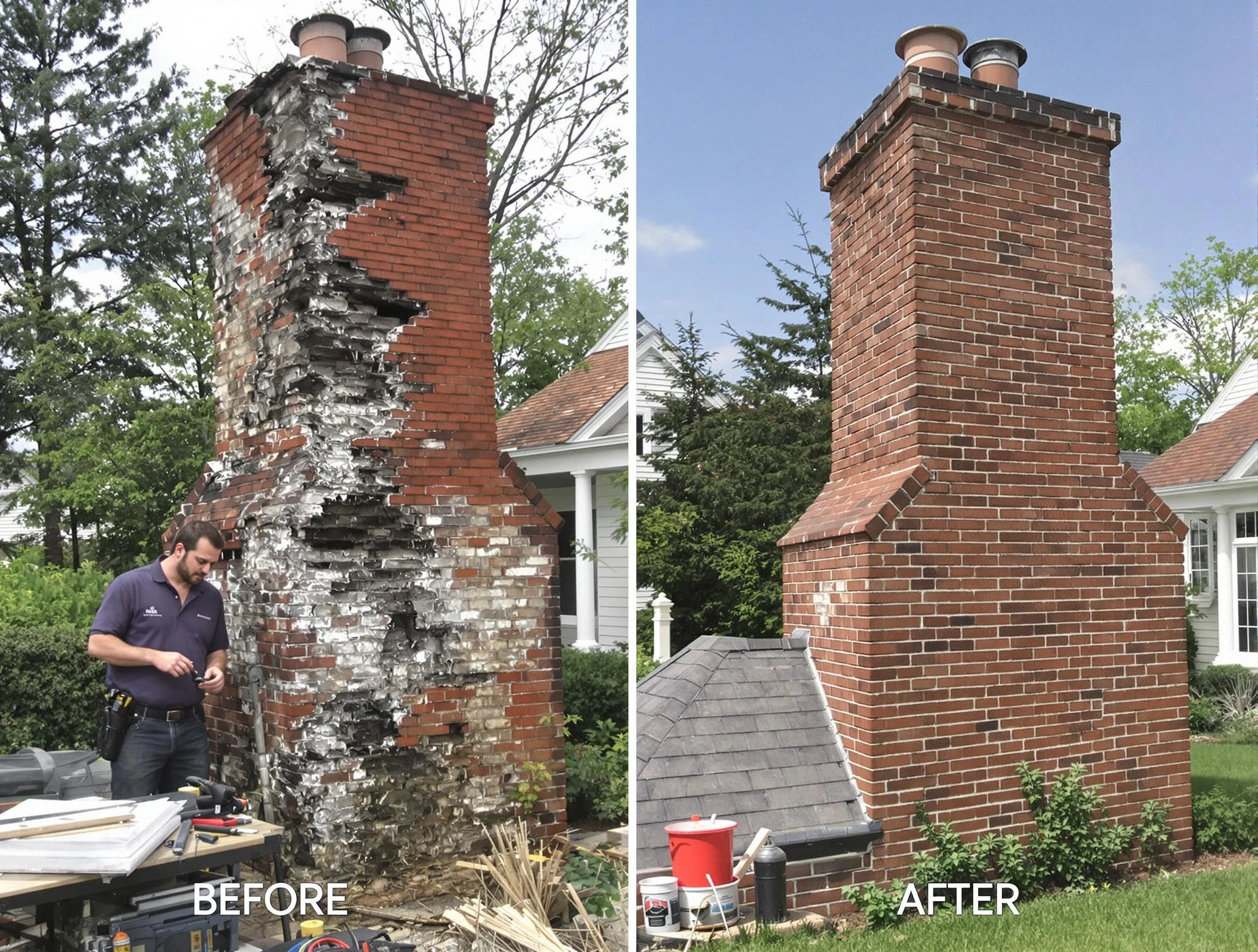 Robinson Chimney Sweep performing a full chimney restoration in Robinson, PA