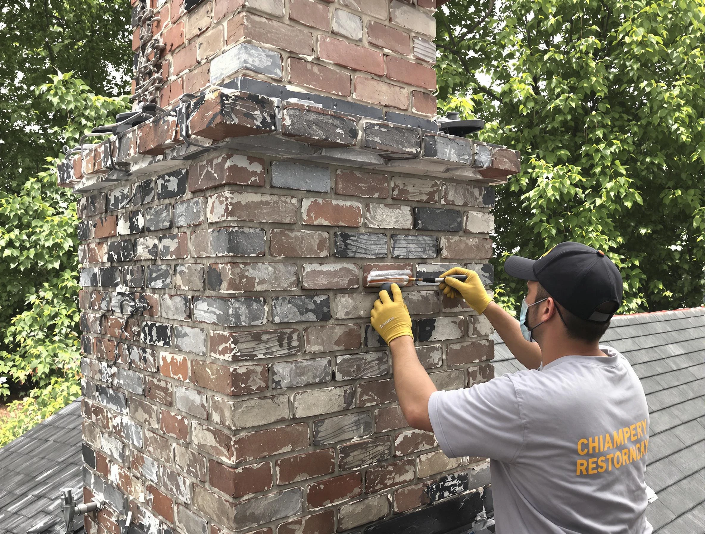 In-progress chimney restoration by Robinson Chimney Sweep in Robinson, PA