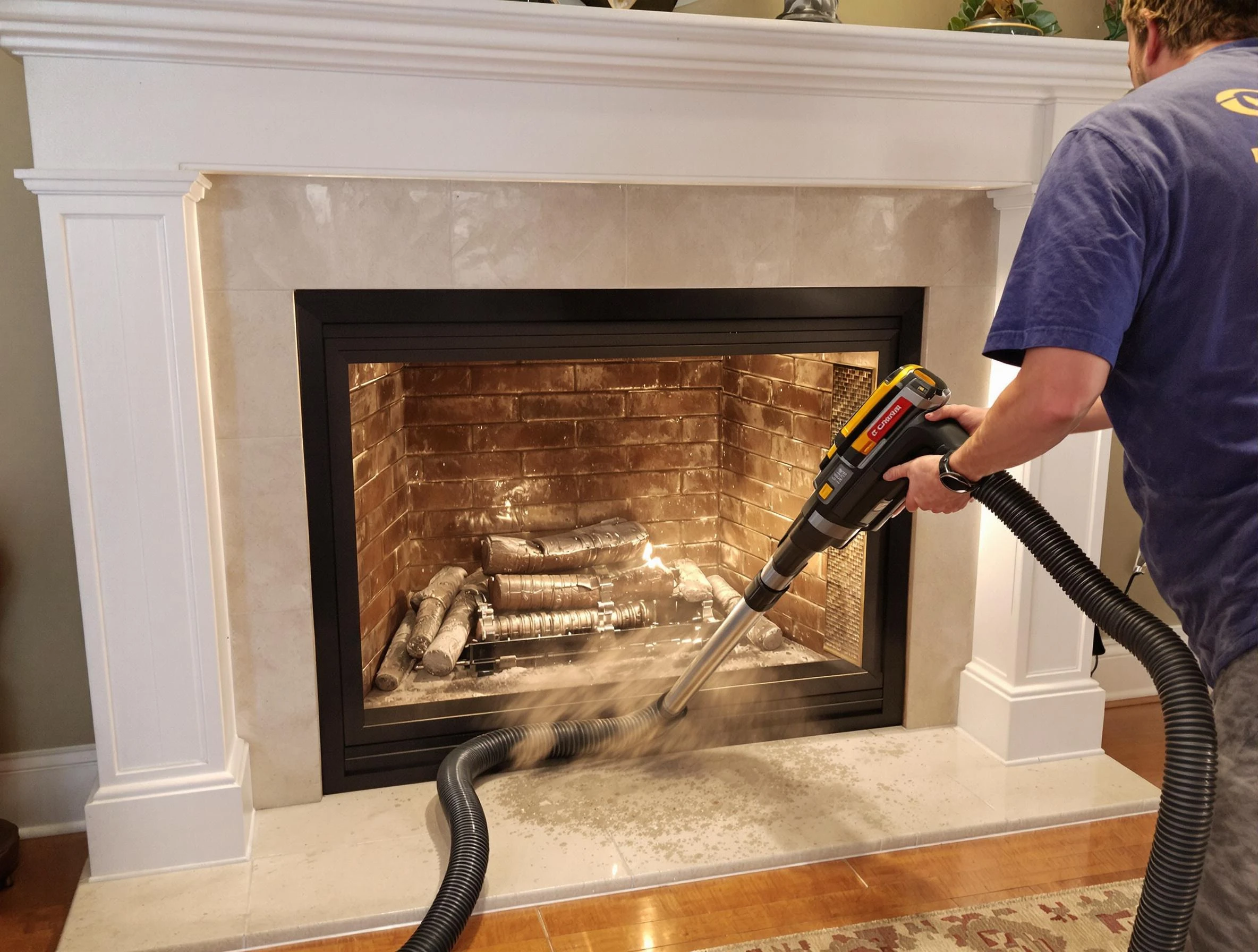 Fireplace cleaning performed by Robinson Chimney Sweep in Robinson, PA