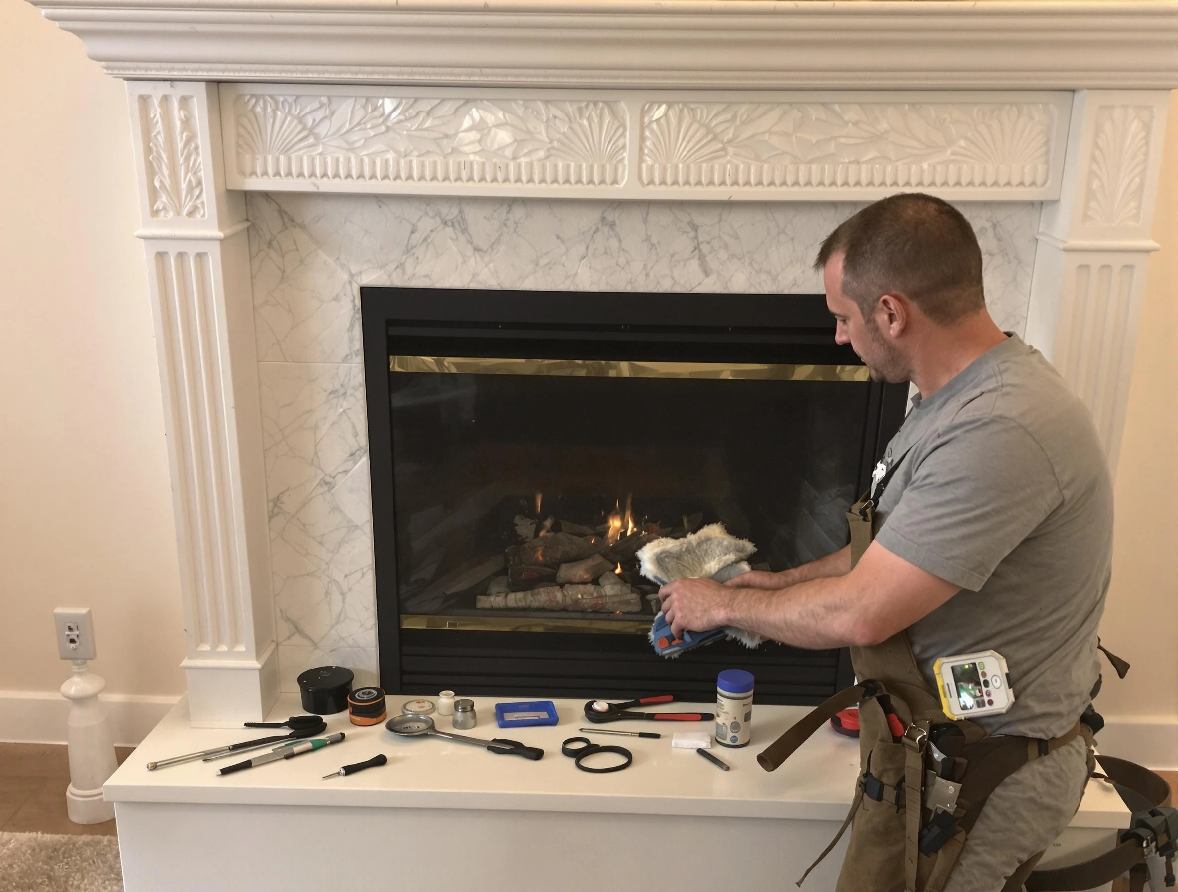 Robinson Chimney Sweep performing fireplace maintenance in Robinson, PA
