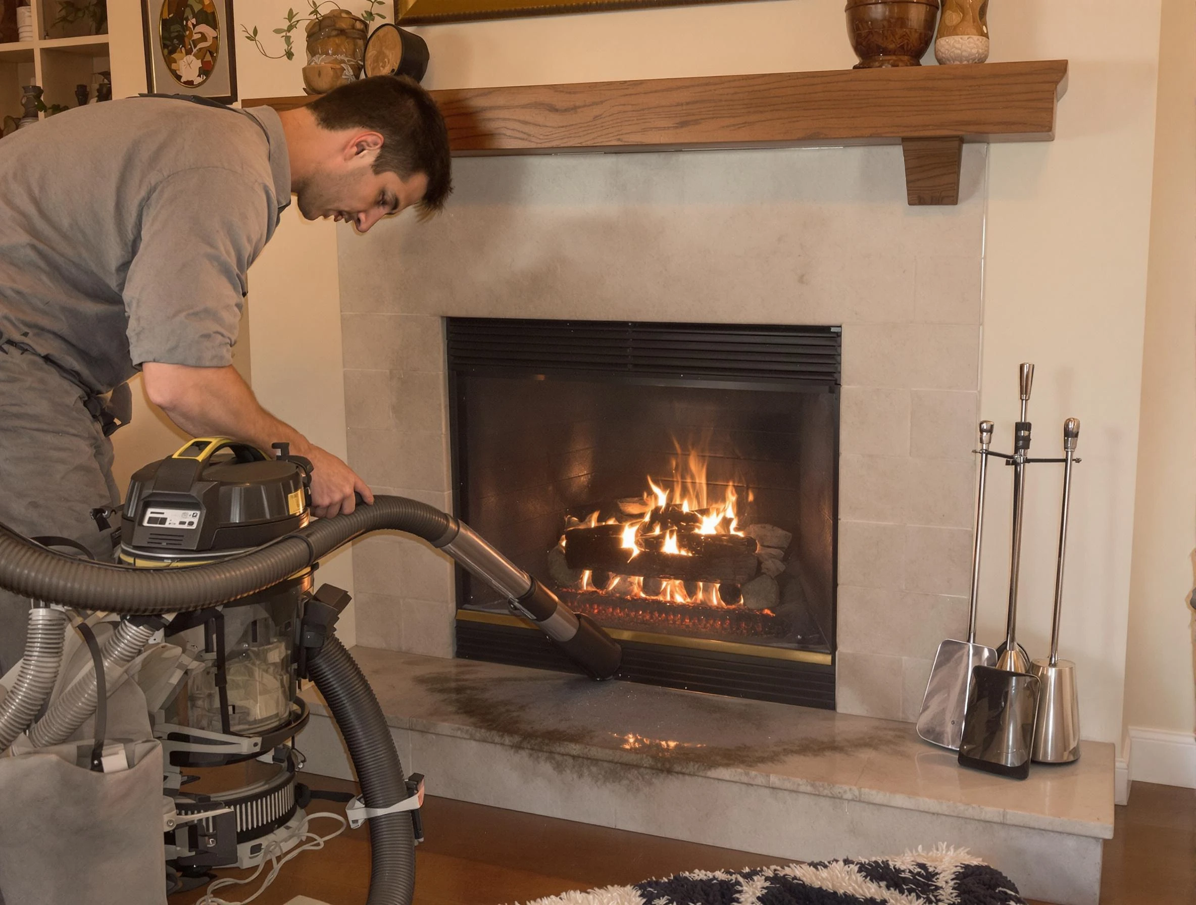 Routine fireplace upkeep by Robinson Chimney Sweep in Robinson, PA